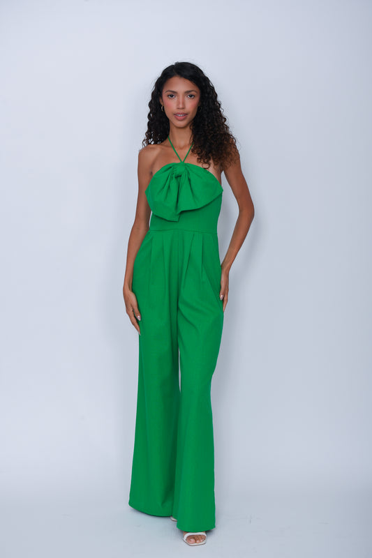 BOW JUMPSUIT GREEN